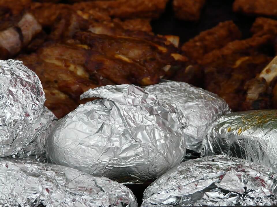 Charcoal in aluminum foil