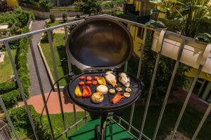 Black oven on the terrace